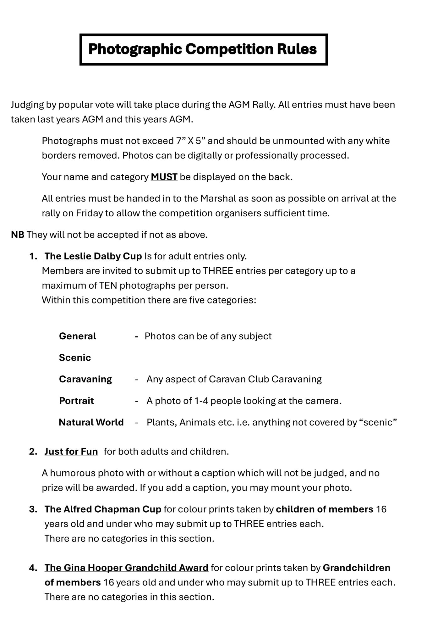 Photographic Rules - Leicestershire Centre